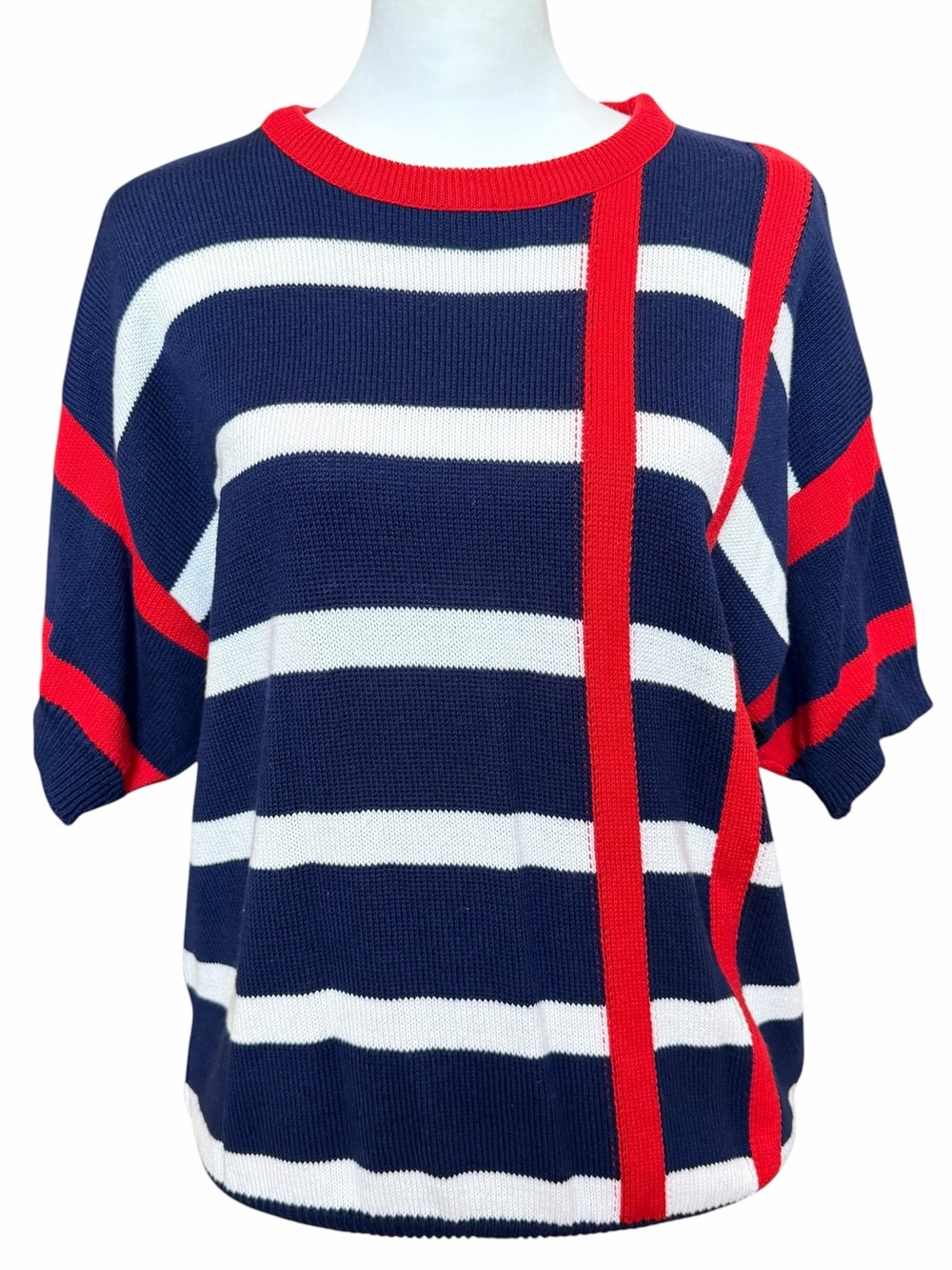 VTG James Kenrob Union Made Sweater Womens XL Red Blue Stripe Americana Nautical